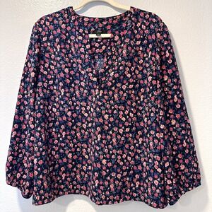 J Crew Size-XXL Women's Blouse Split Neck Floral Polyester